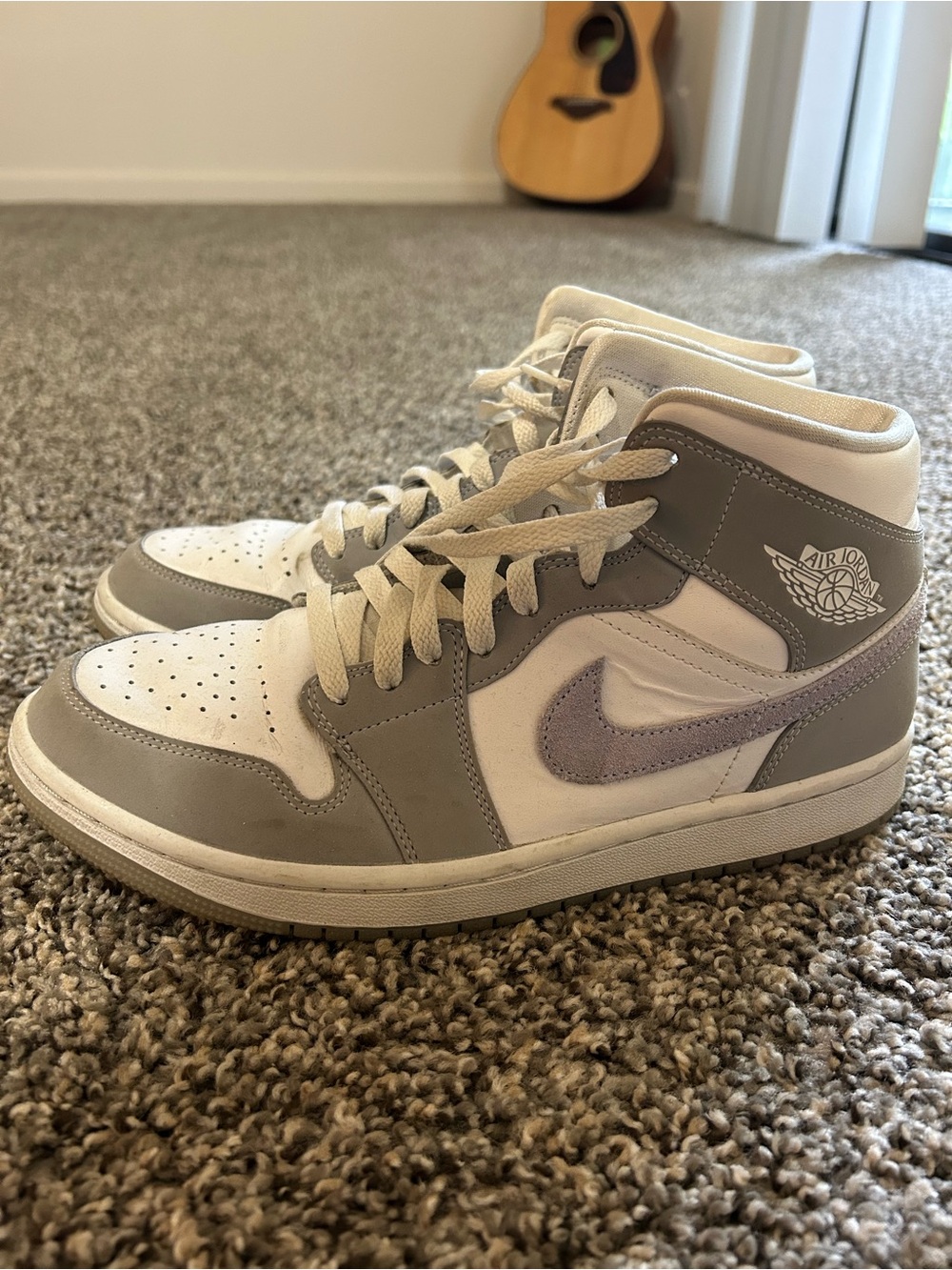 Nike Air Jordan 1 Mid White & Gray with Lavender